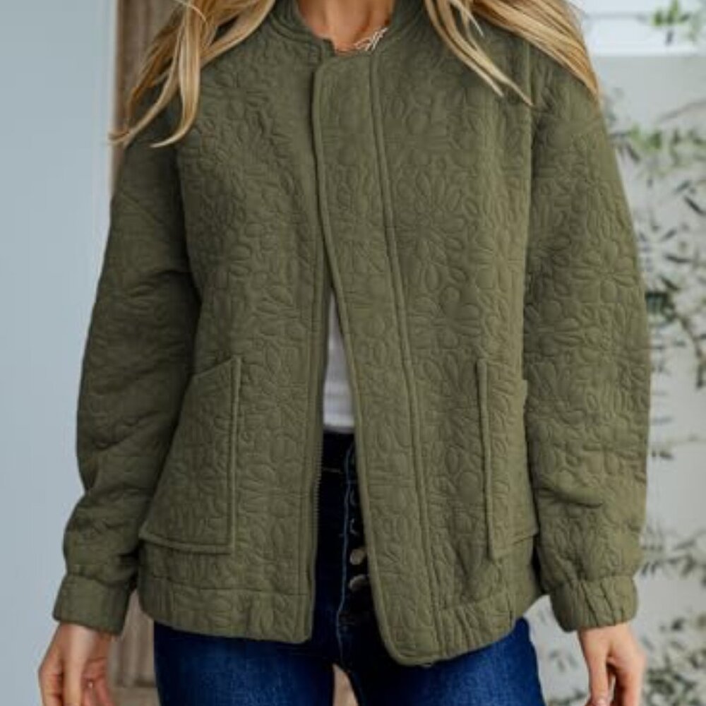 Lightweight Jacquard Bomber Jacket Oversized Boyf… - image 3